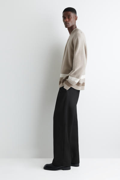 COS ストライプボイルドメリノウールセーター