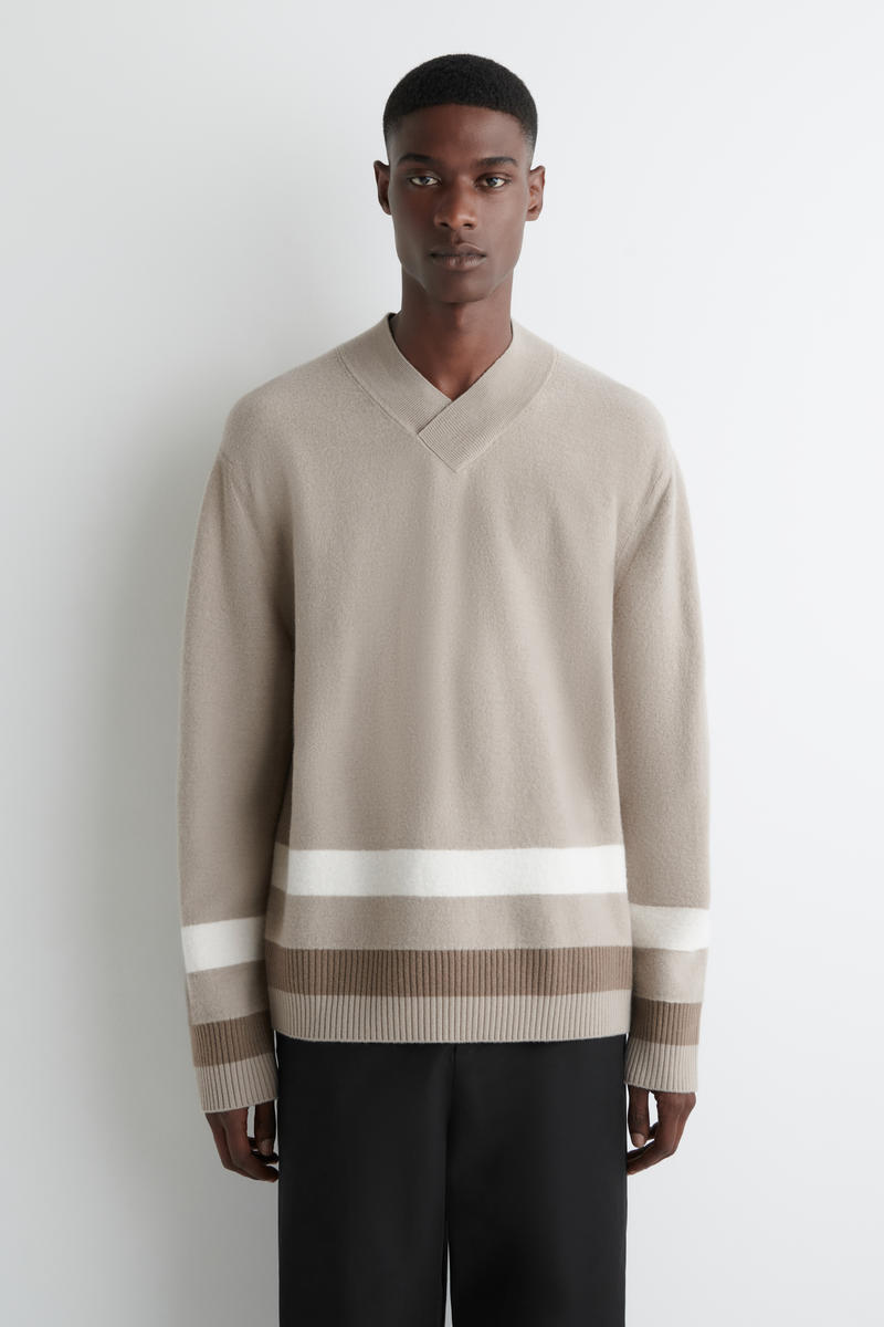 COS ストライプボイルドメリノウールセーター