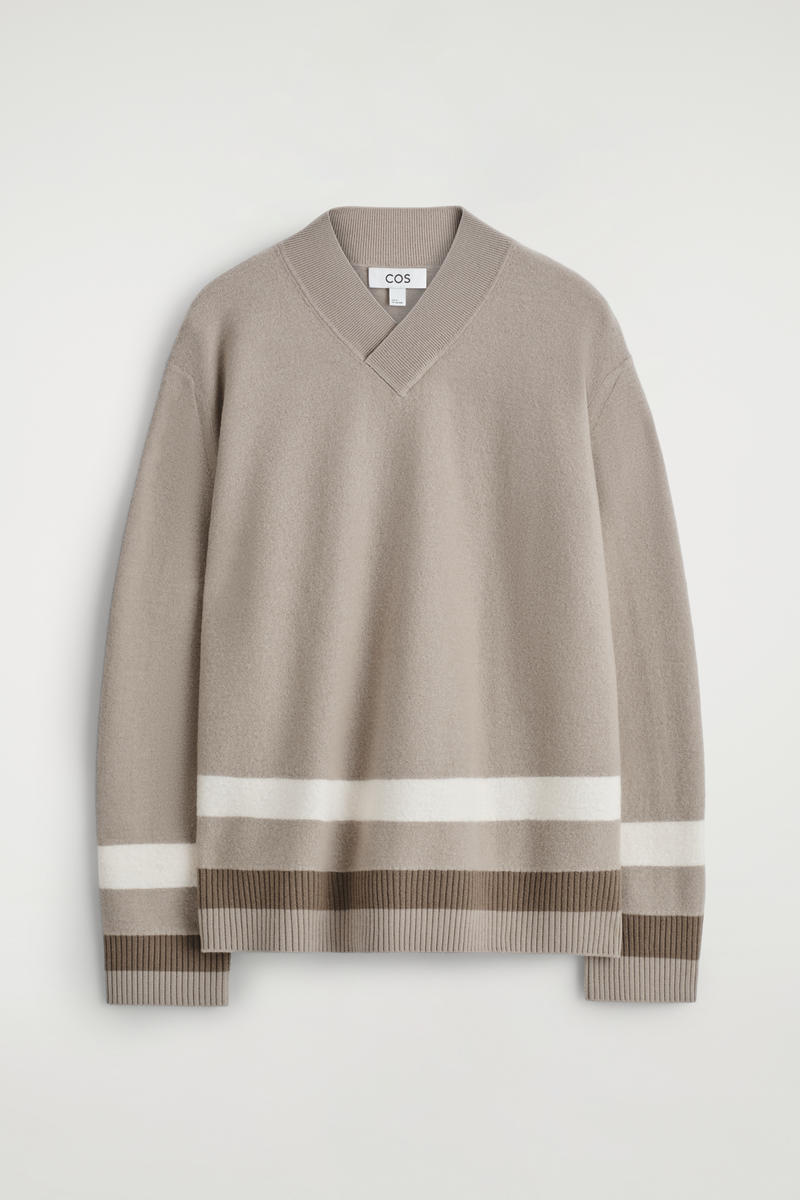 COS ストライプボイルドメリノウールセーター