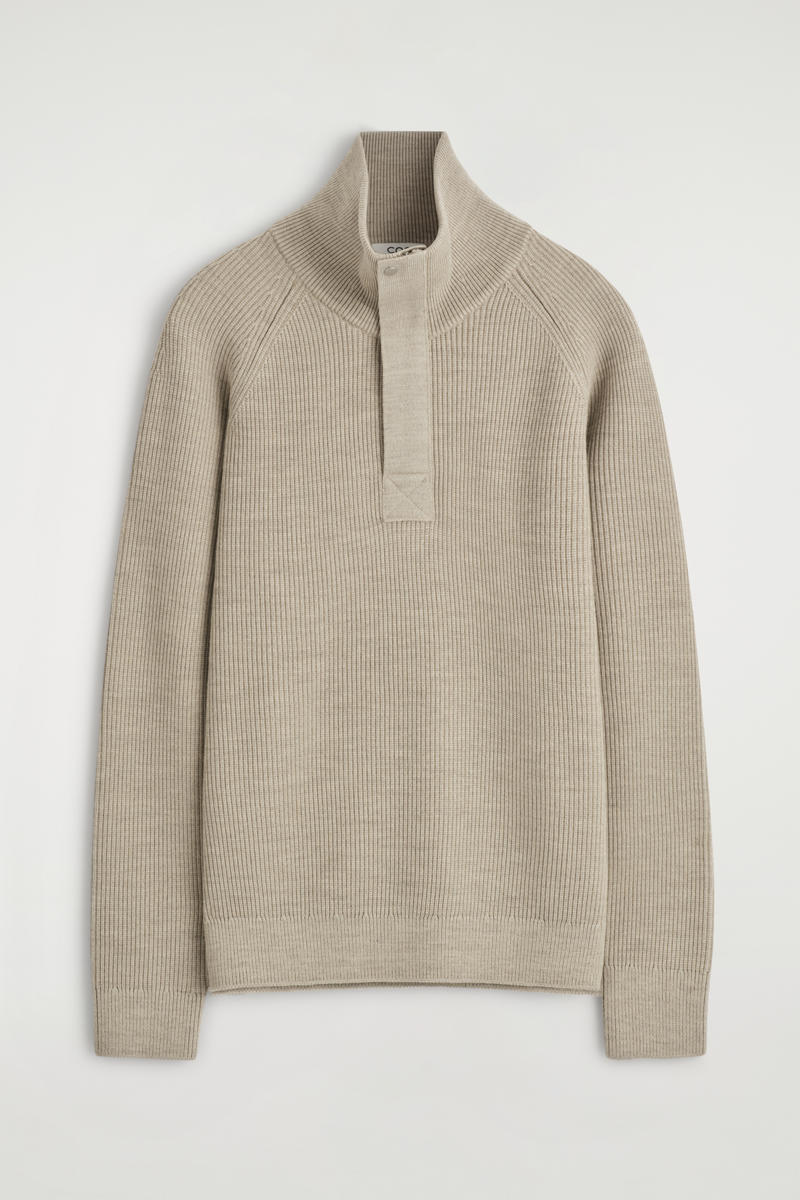 COS ニット　ハーフジップセーター KNITTED HALF-ZIP JUMPER ニットハーフジッパーセーター ネイビー｜COS