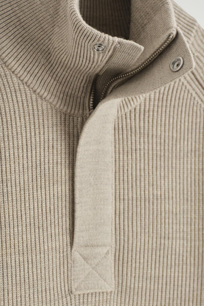 RIBBED WOOL HALF-ZIP JUMPER リブウールハーフジップセーター