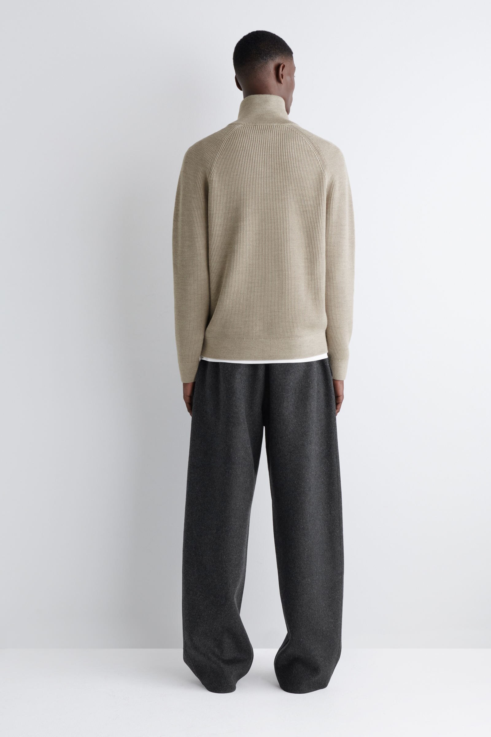 RIBBED WOOL HALF-ZIP JUMPER リブウールハーフジップセーター