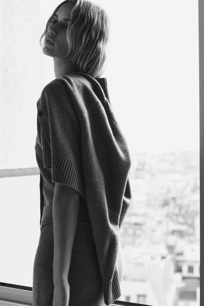 COS メリノウール 半袖カーディガン