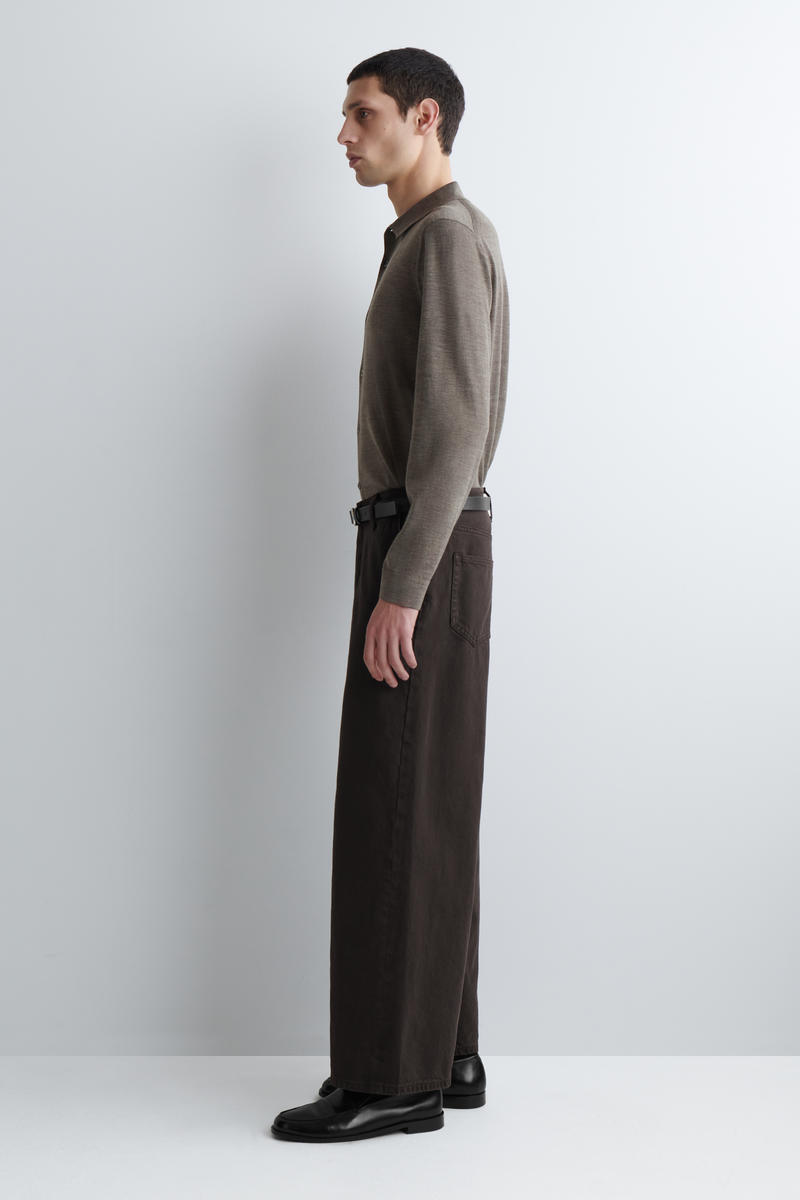 WIDE-LEG DENIM TROUSERS ワイドレッグデニムパンツ ダークブラウン