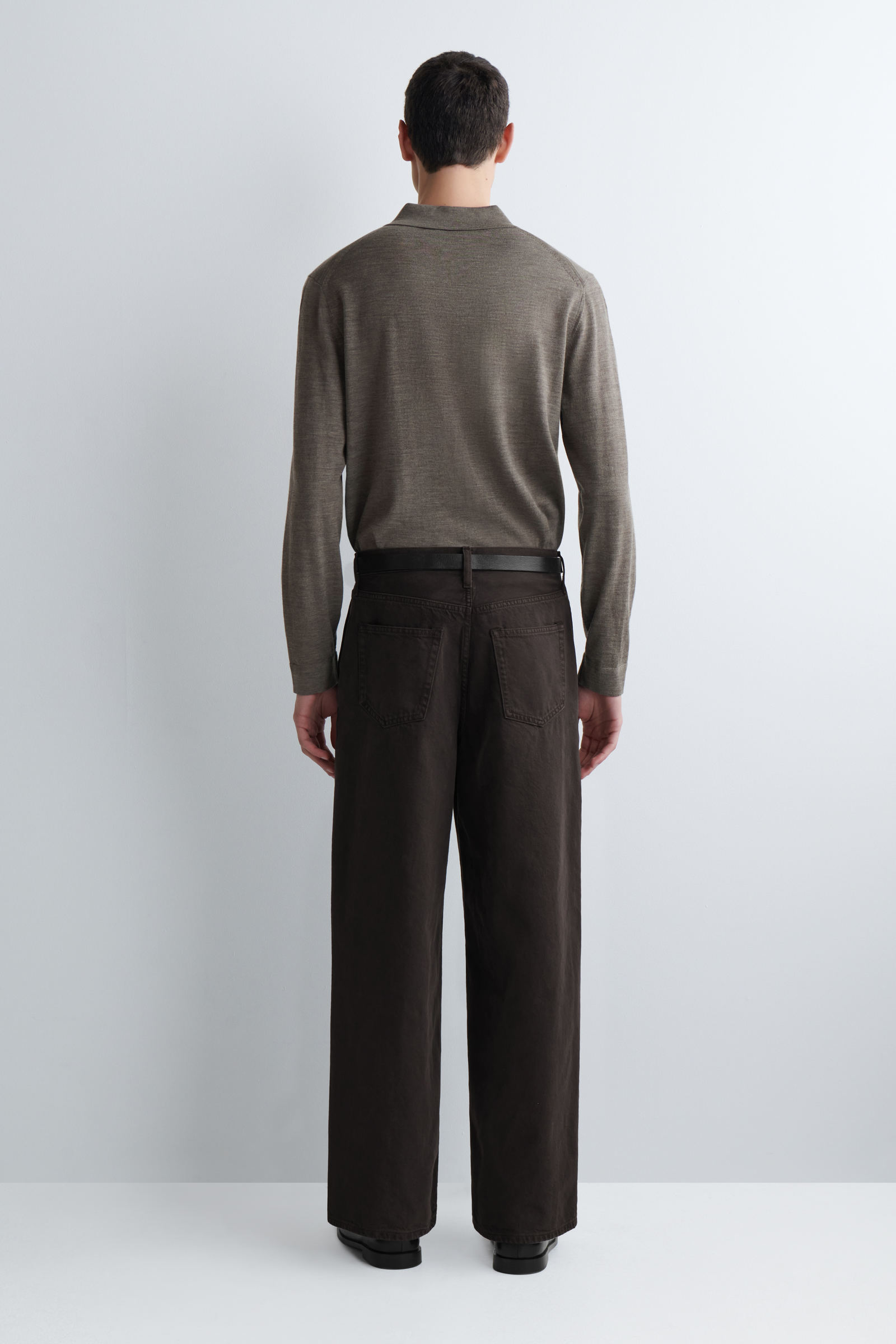 WIDE-LEG DENIM TROUSERS ワイドレッグデニムパンツ ダークブラウン