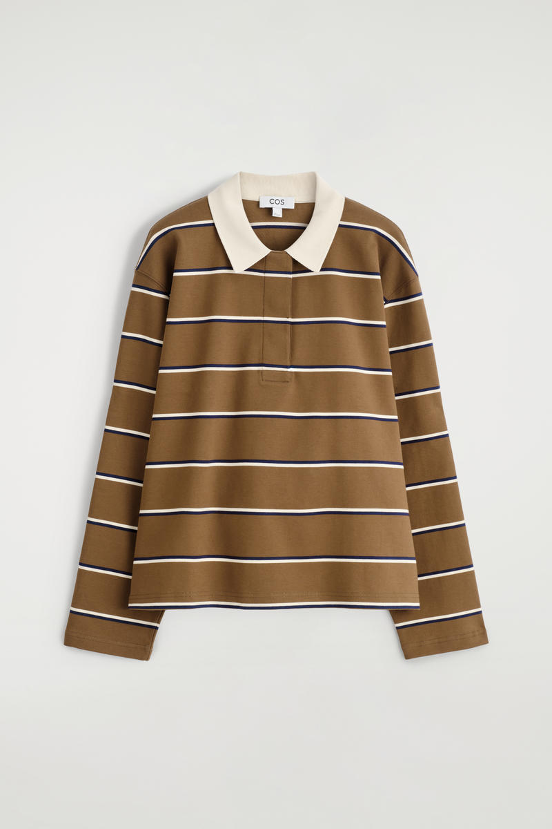 ERL ストライプ長袖ポロシャツ M 美品 STRIPED LONG-SLEEVED POLO SHIRT ストライプ長袖ポロシャツ