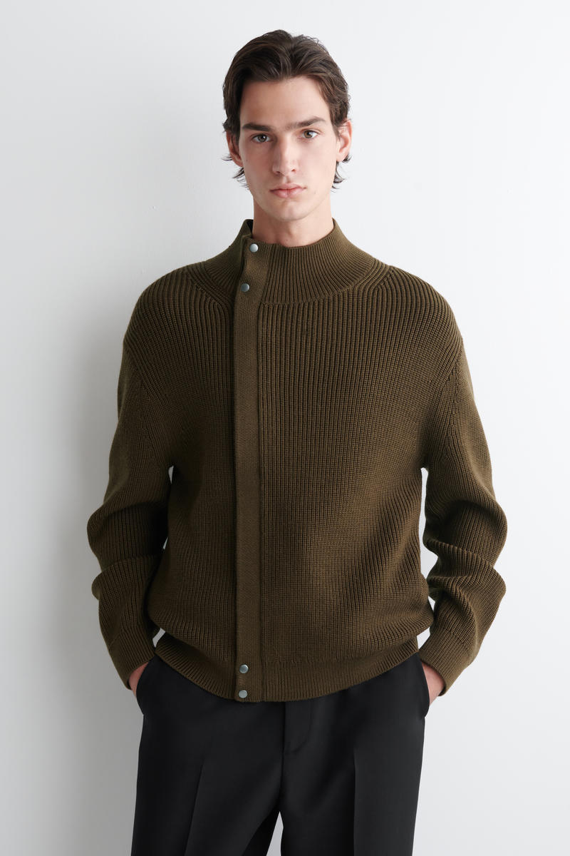 RIBBED WOOL FUNNEL-NECK JACKET リブウールファンネルネック