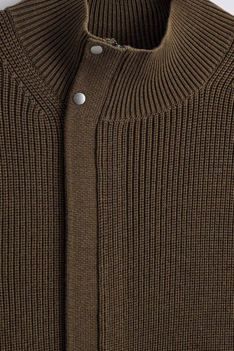 RIBBED WOOL FUNNEL-NECK JACKET リブウールファンネルネック
