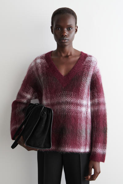 COS チェック柄アルパカブレンドセーター