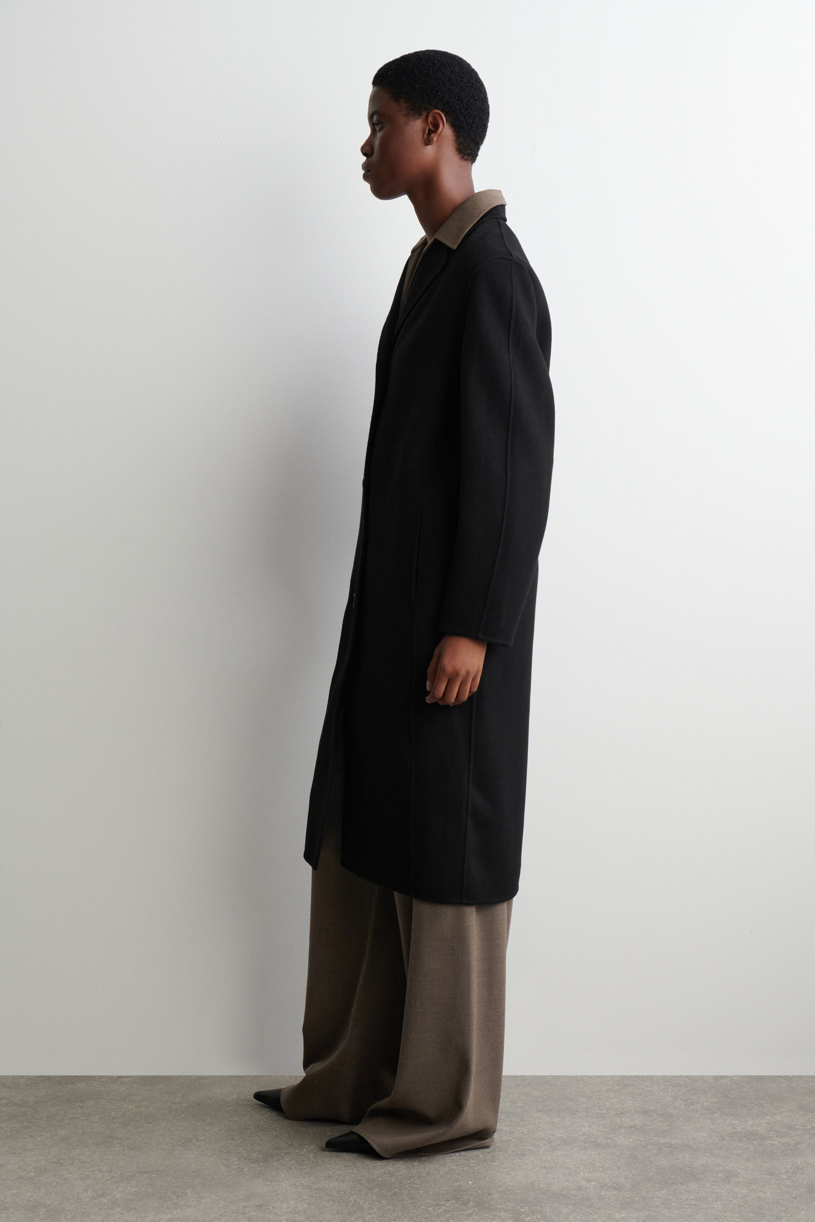 DOUBLE-FACED WOOL COAT ダブルフェイスウールコート ブラック｜COS