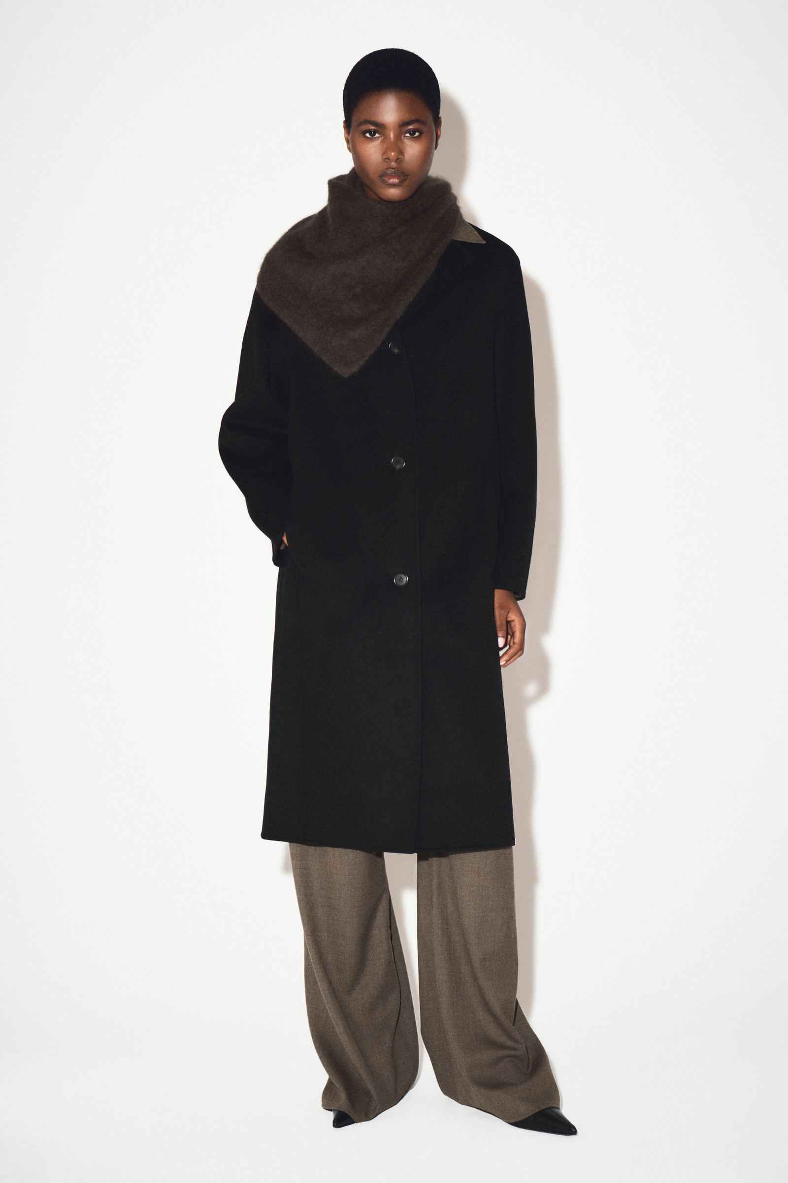 DOUBLE-FACED WOOL COAT ダブルフェイスウールコート ブラック｜COS