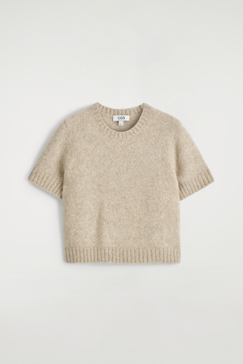 KNITTED ALPACA-BLEND T-SHIRT ニットアルパカ混Tシャツ ベージュ
