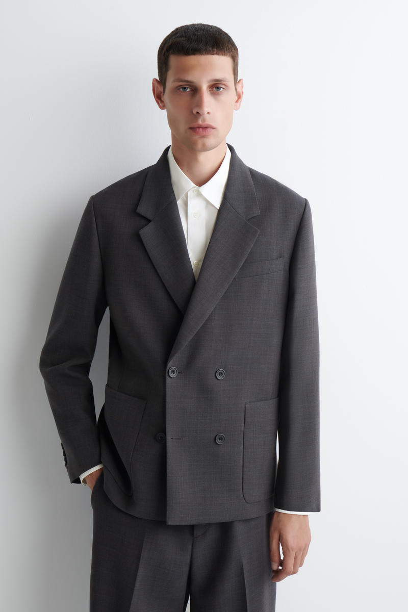 クレームn コンフォートフィット チェック柄スーツブレザー - ブルー