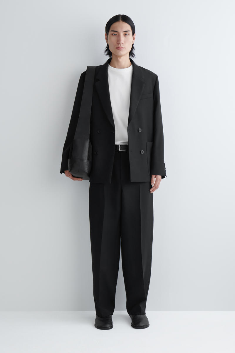 WOOL-BLEND STRAIGHT-LEG TROUSERS ウールブレンドストレート