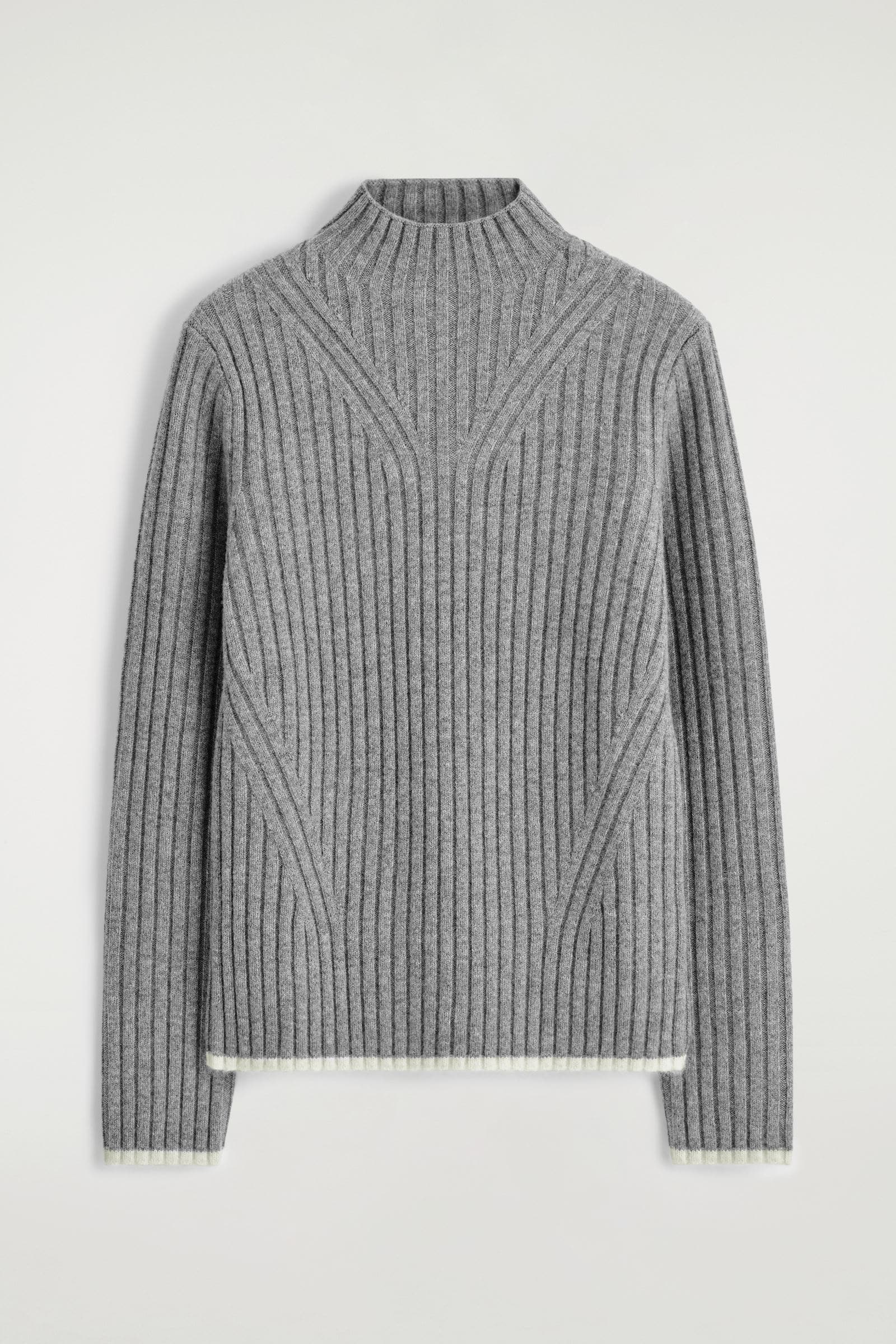 COS ファンネルネックウール ドライバーズニット RIBBED WOOL FUNNEL-NECK JUMPER リブ編みウール ファネルネック