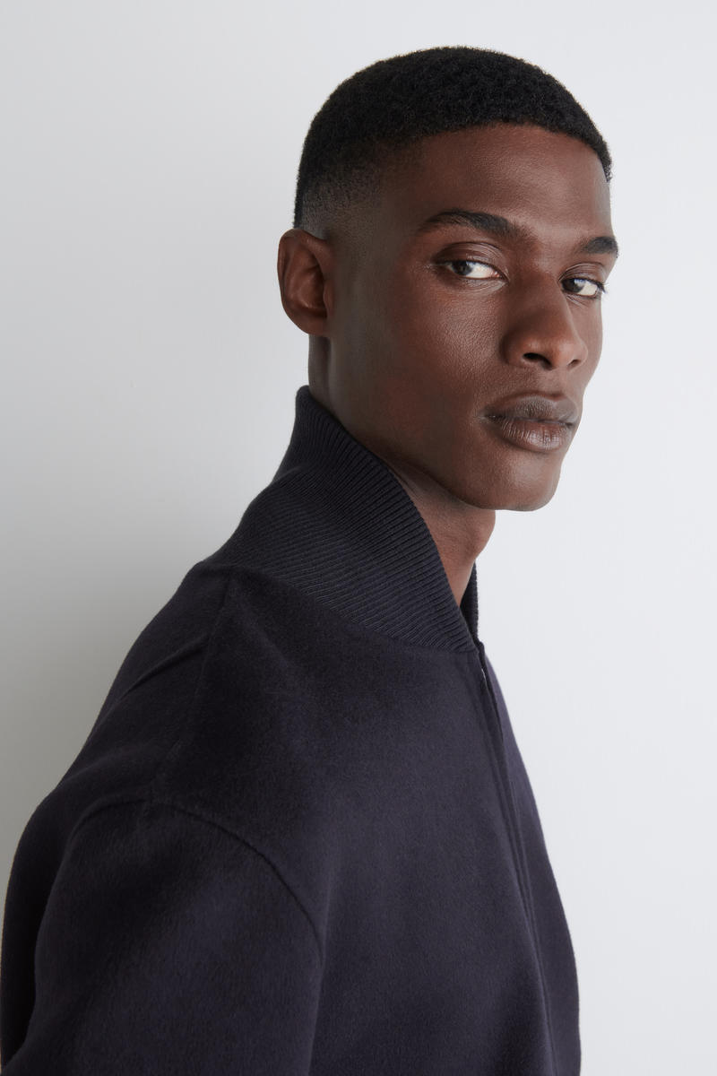 COS オーバーサイズウールボンバージャケット ネイビー OVERSIZED WOOL BOMBER JACKET オーバーサイズウールボンバー