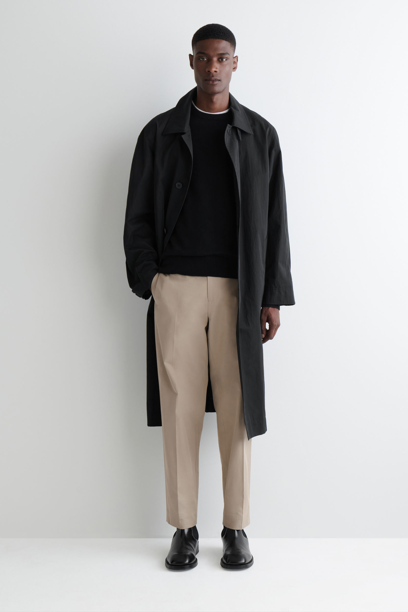 COS コットンワイドレッグチノ ブラック サイズ44 COTTON WIDE-LEG CHINOS コットンワイドレッグチノ ブラック｜COS コス