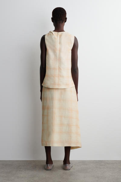 COS チェックツイストショルダートップス