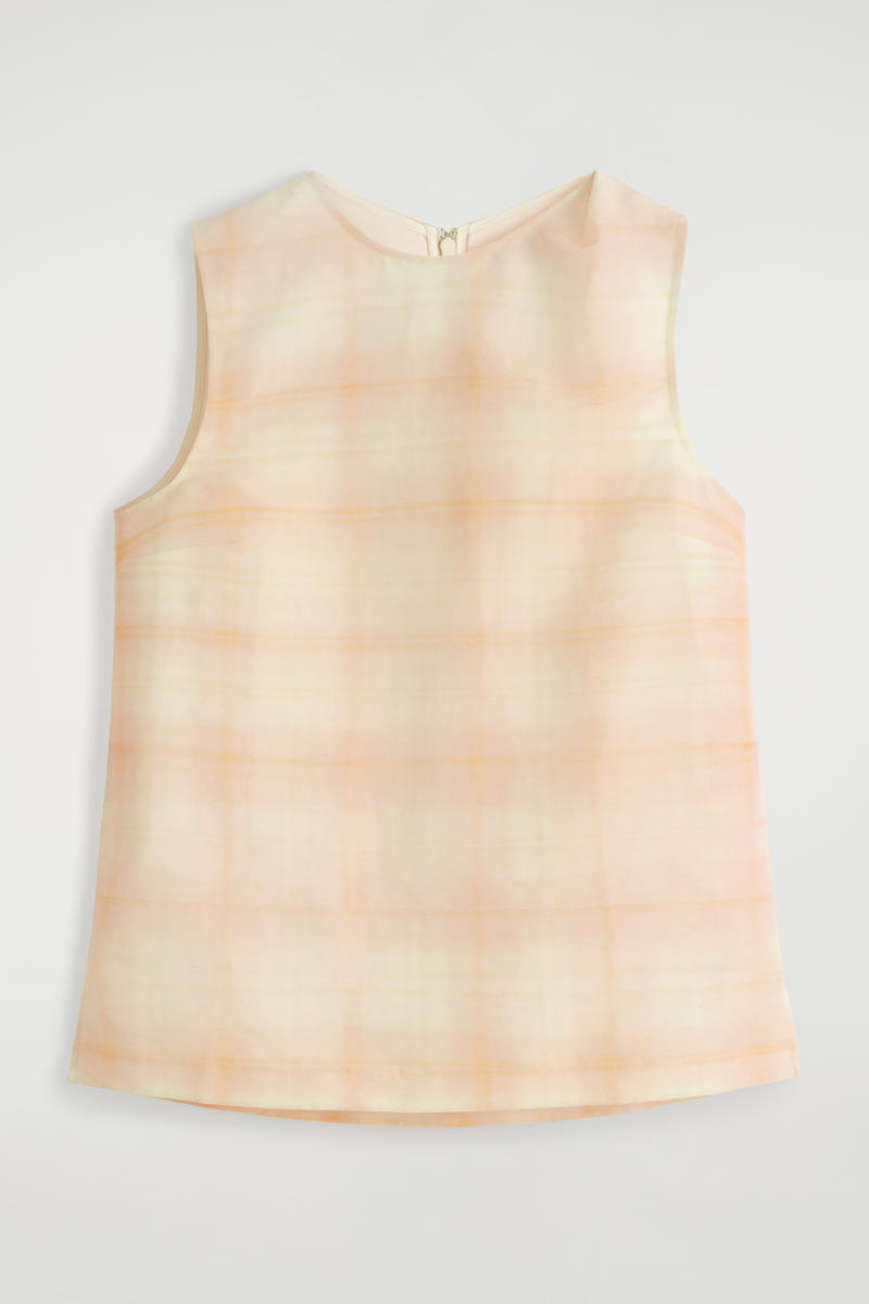 COS チェックツイストショルダートップス