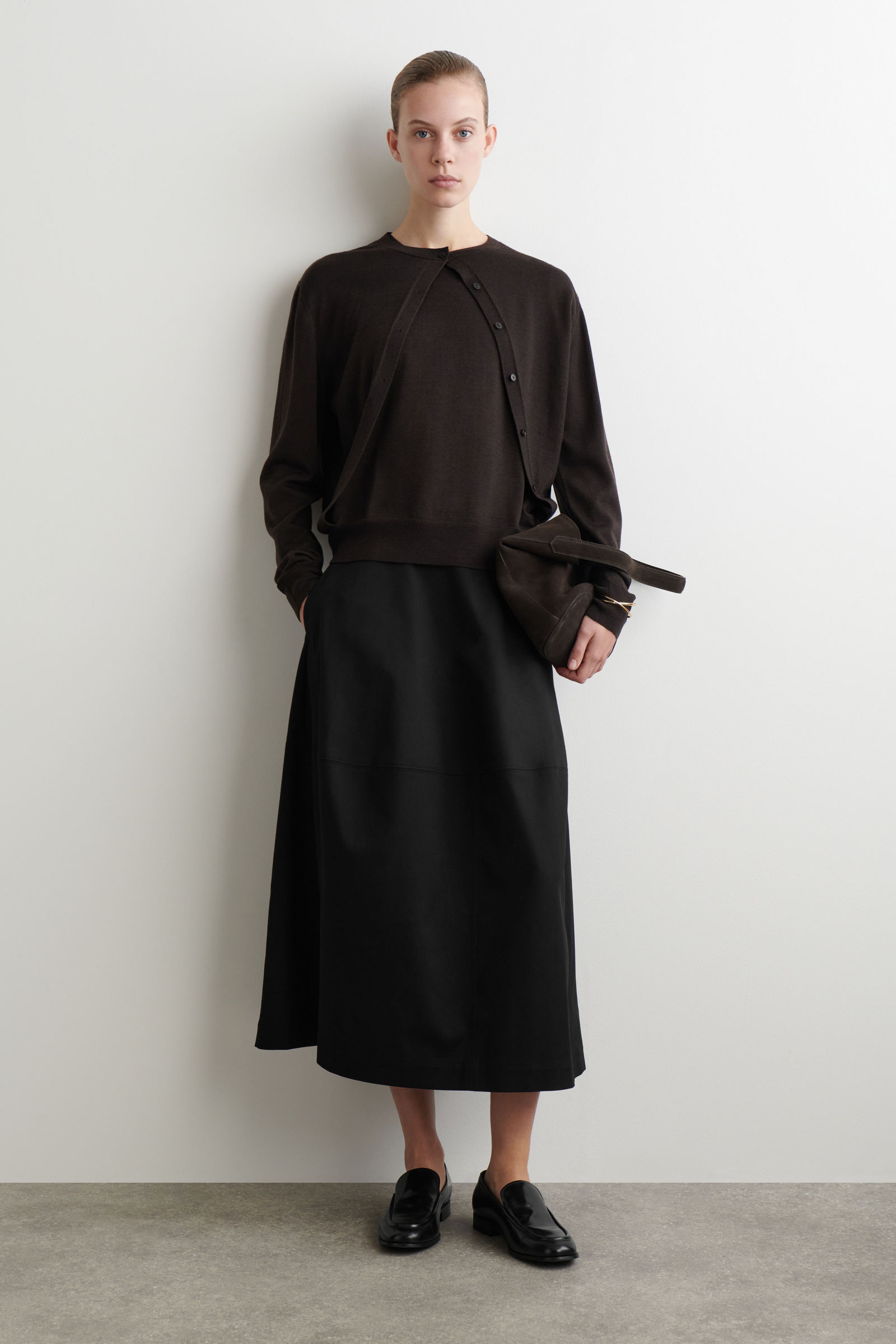 美品　cos スリット　スカート　36 BELTED PLEATED LINEN MIDI SKIRT ベルト付き プリーツ入り リネン