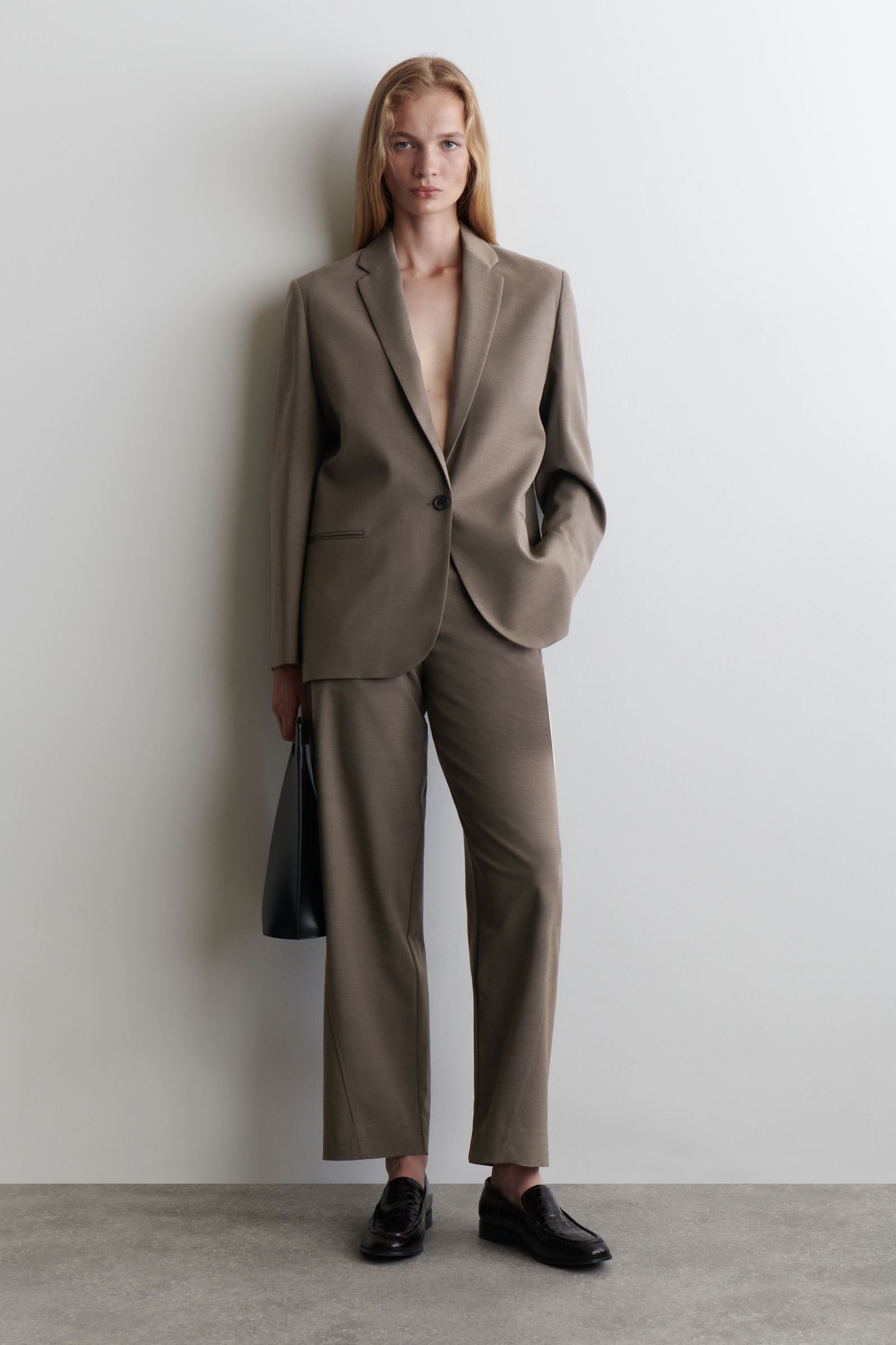 MERINO WOOL-BLEND BLAZER メリノウールブレンドブレザー ブラウン