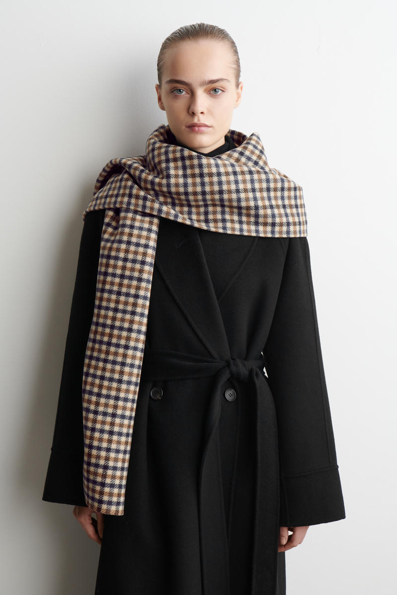 CHECKED DOUBLE-FACED MERINO WOOL SCARF チェック柄リバーシブル