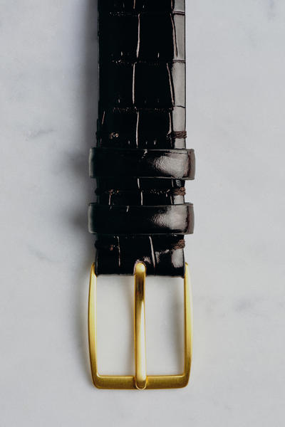 COS クロコダイル風レザーベルト