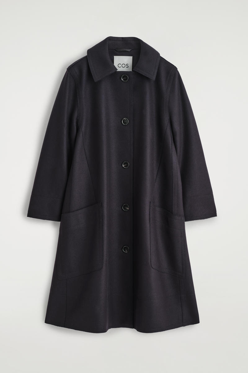 VOLUMINOUS WOOL CAR COAT ボリュームのあるウールカーコート ネイビー