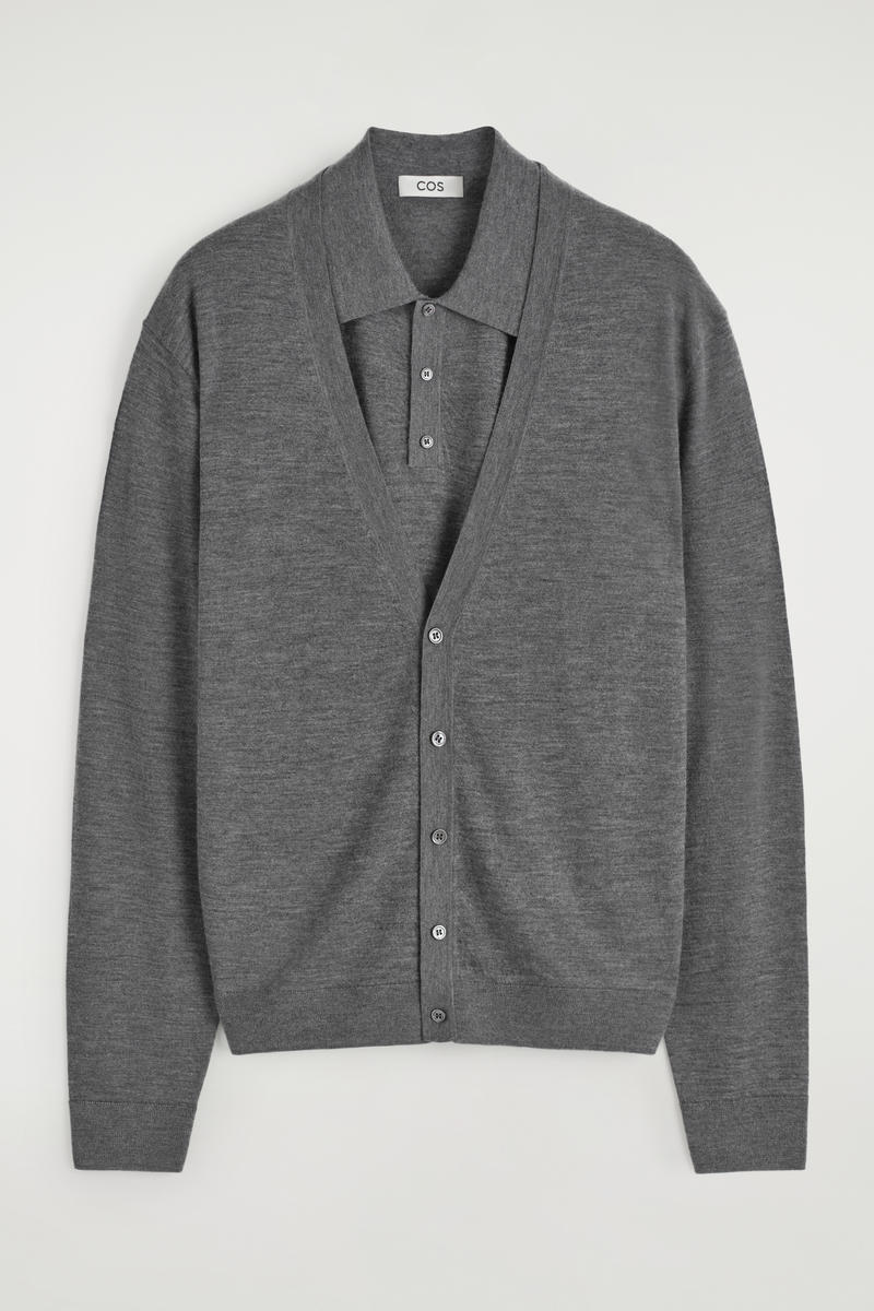 COS レイヤードファインカシミヤカーディガン