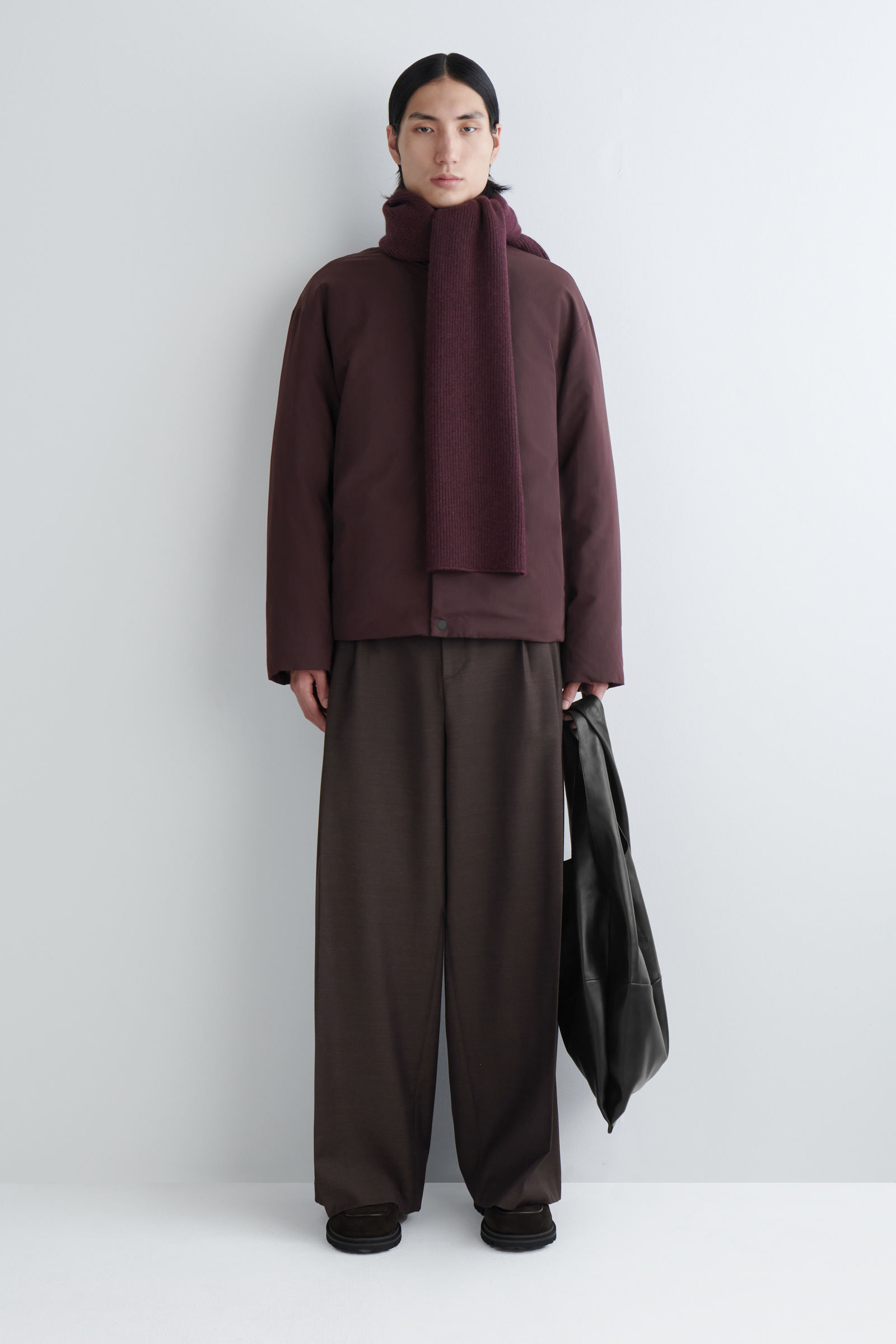 RIBBED WOOL-CASHMERE SCARF リブ編みウールカシミヤマフラー ボルドー