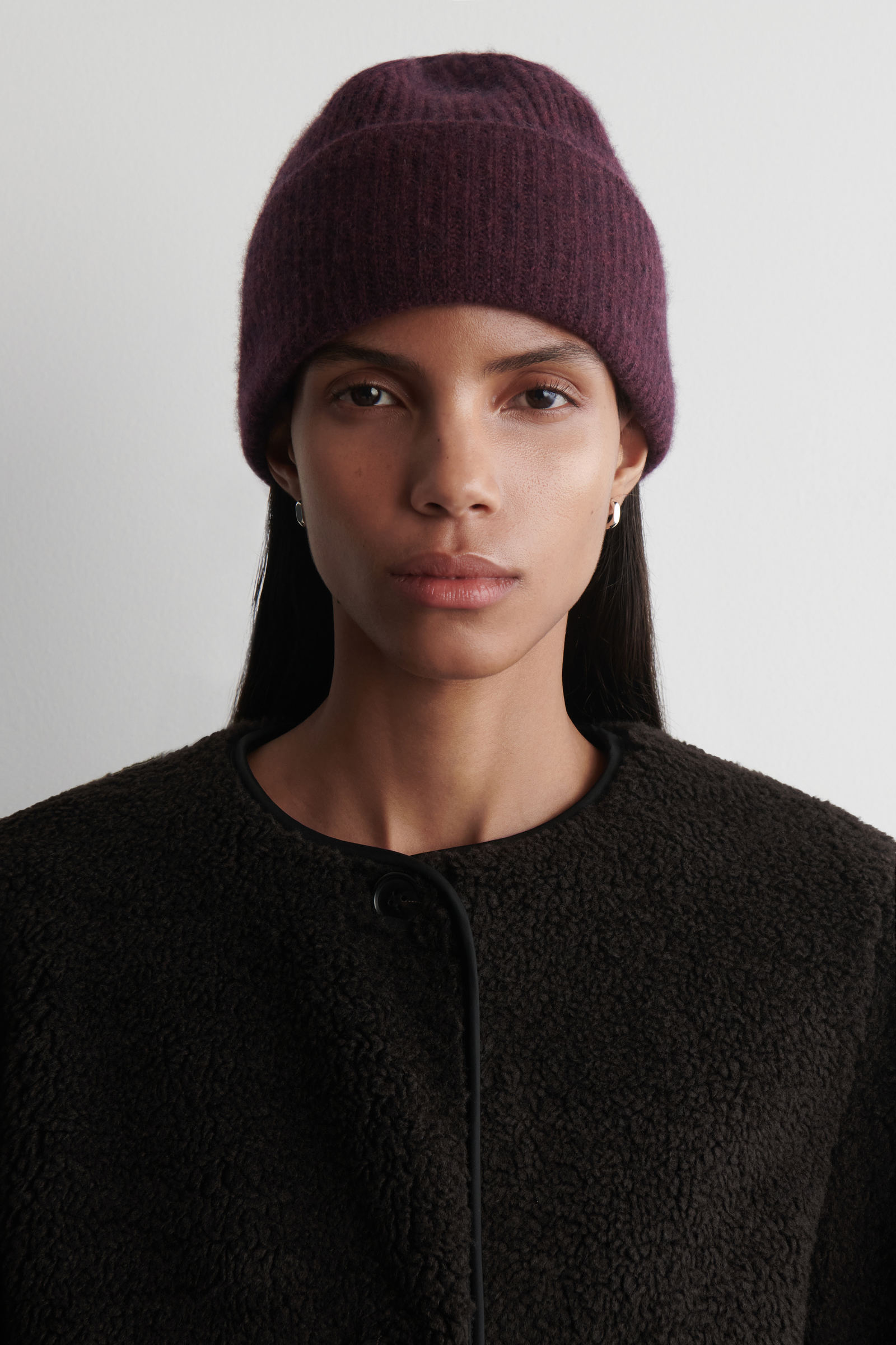 WOOL-CASHMERE BEANIE ウールカシミヤビーニー ボルドーメランジュ