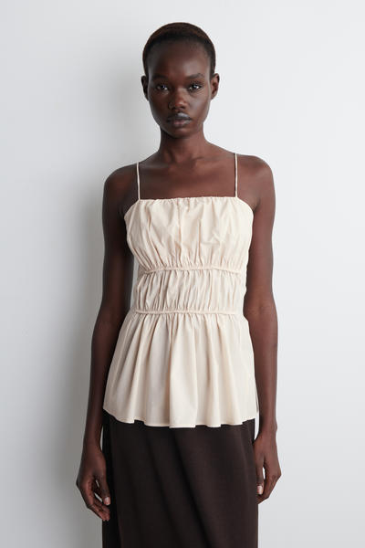 COS ギャザーコットントップ