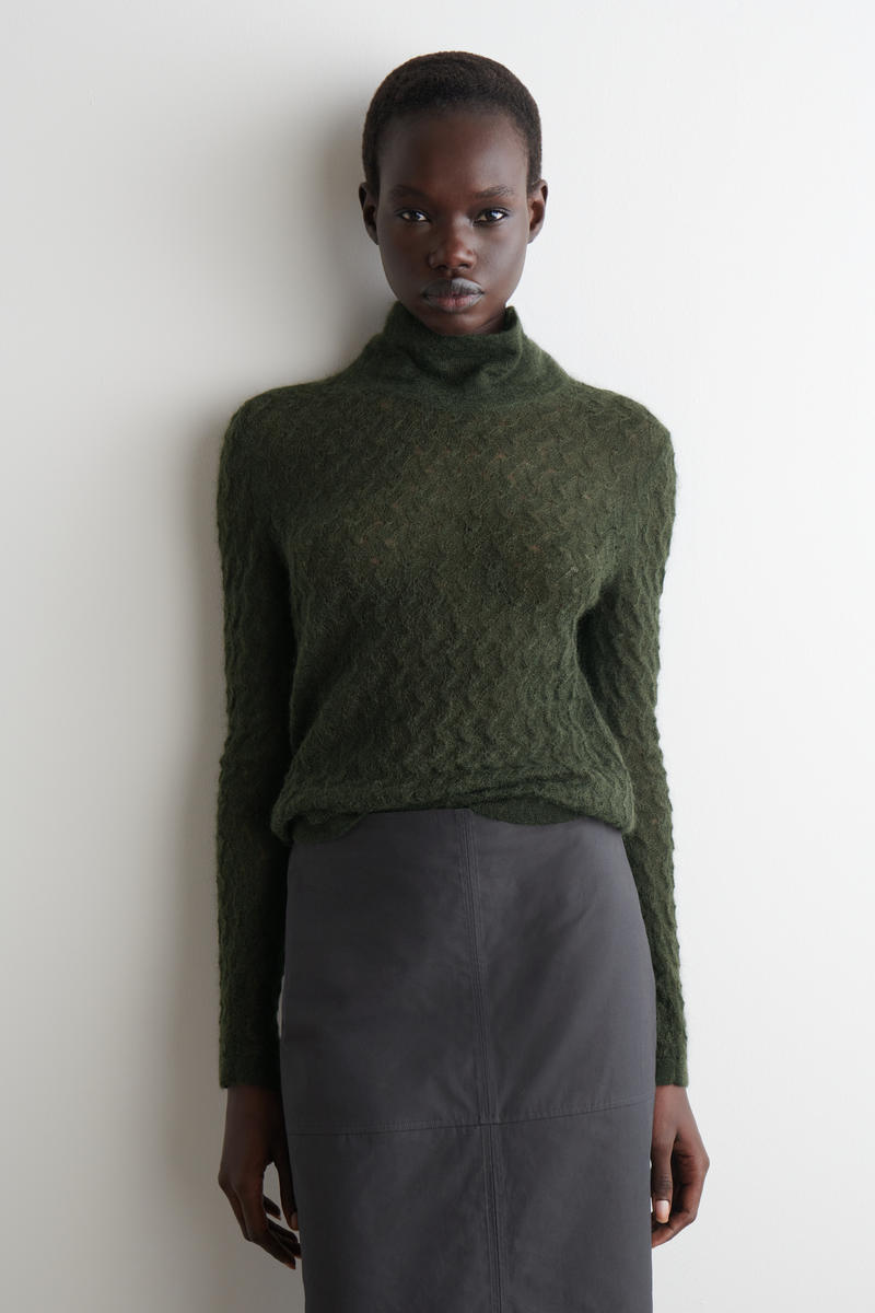 POINTELLE-KNIT MOHAIR JUMPER ポインテール編みモヘアセーター ダーク