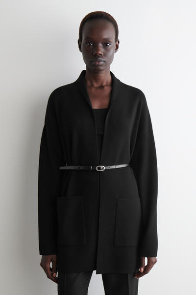 COS ドレープカラー メリノウールカーディガン