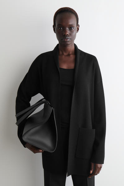 COS ドレープカラー メリノウールカーディガン