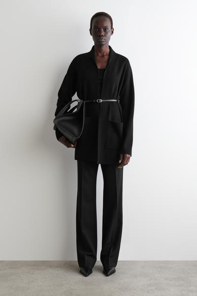 COS ドレープカラー メリノウールカーディガン