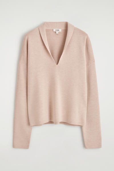 COS ドレープメリノウールVネックジャンパー