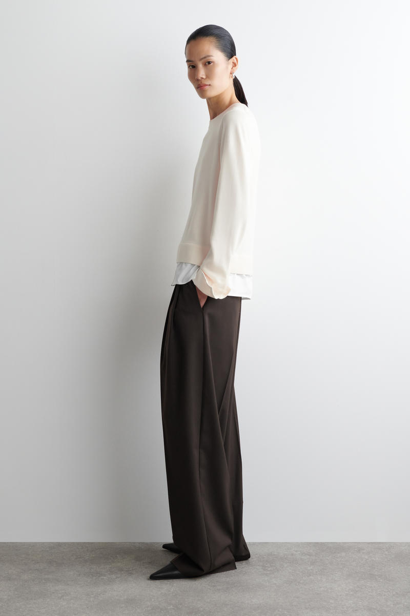 LAYERED MERINO WOOL JUMPER レイヤードメリノウールセーター エクリュ