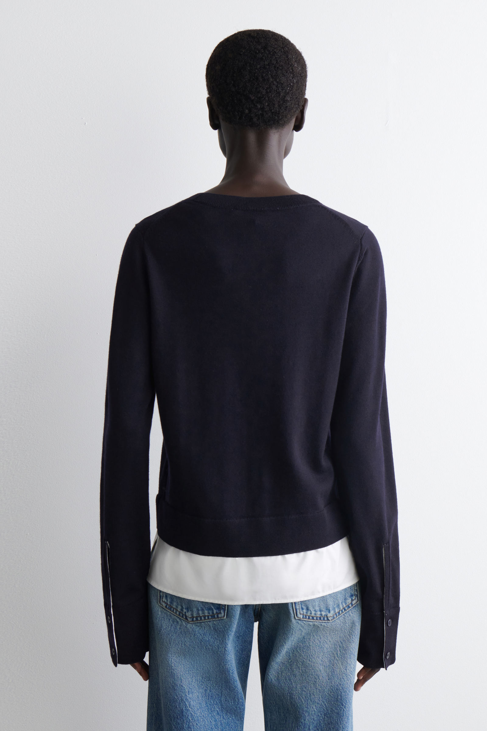 LAYERED MERINO WOOL JUMPER レイヤードメリノウールセーター