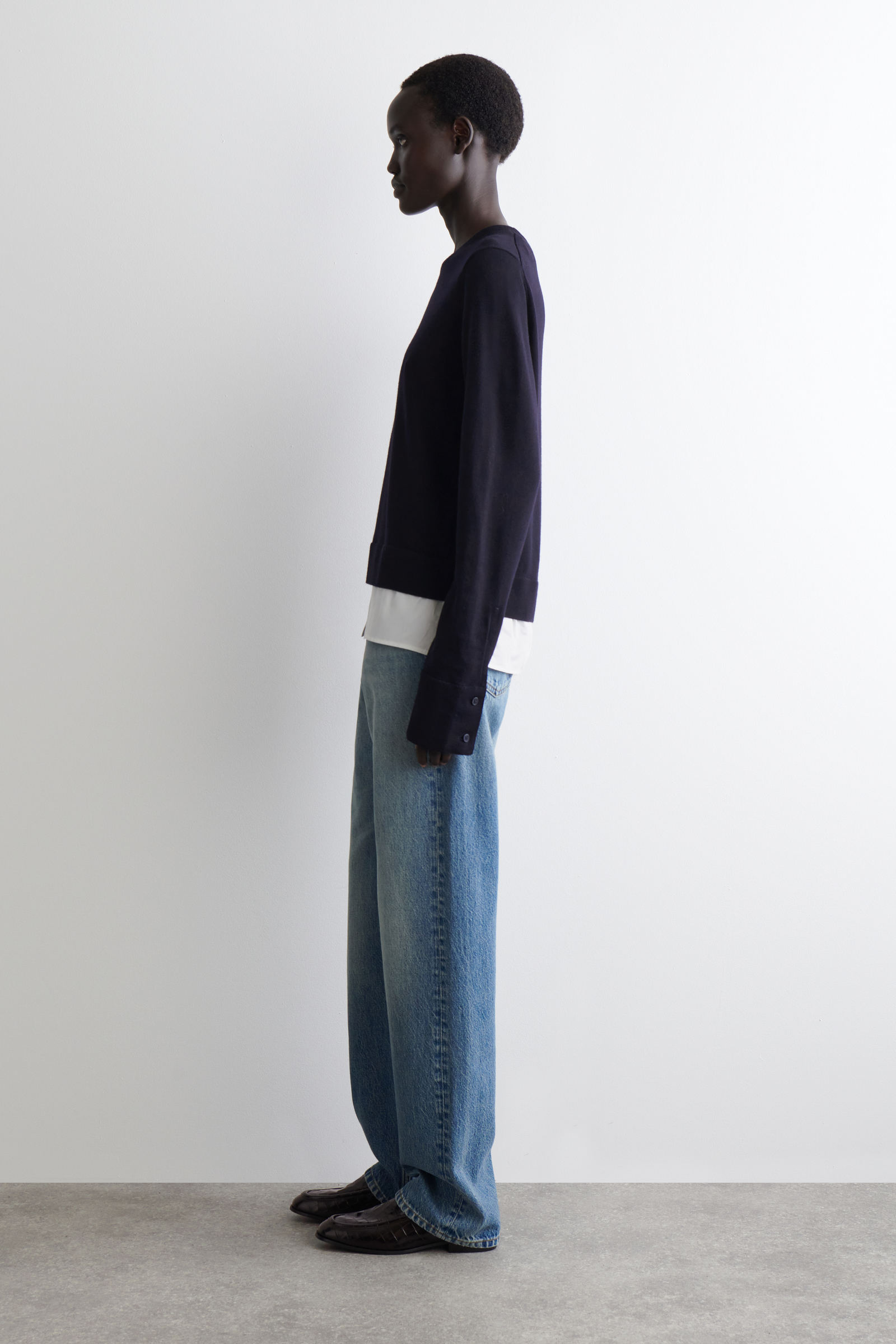 LAYERED MERINO WOOL JUMPER レイヤードメリノウールセーター