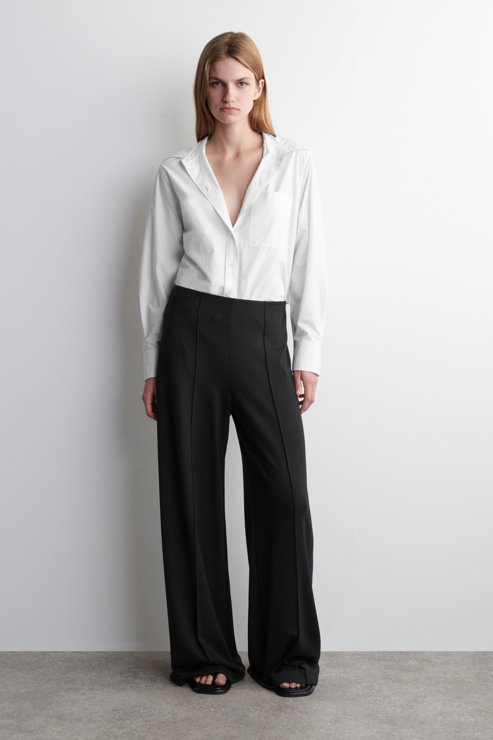JERSEY WIDE-LEG TROUSERS ジャージーワイドレッグパンツ ブラック