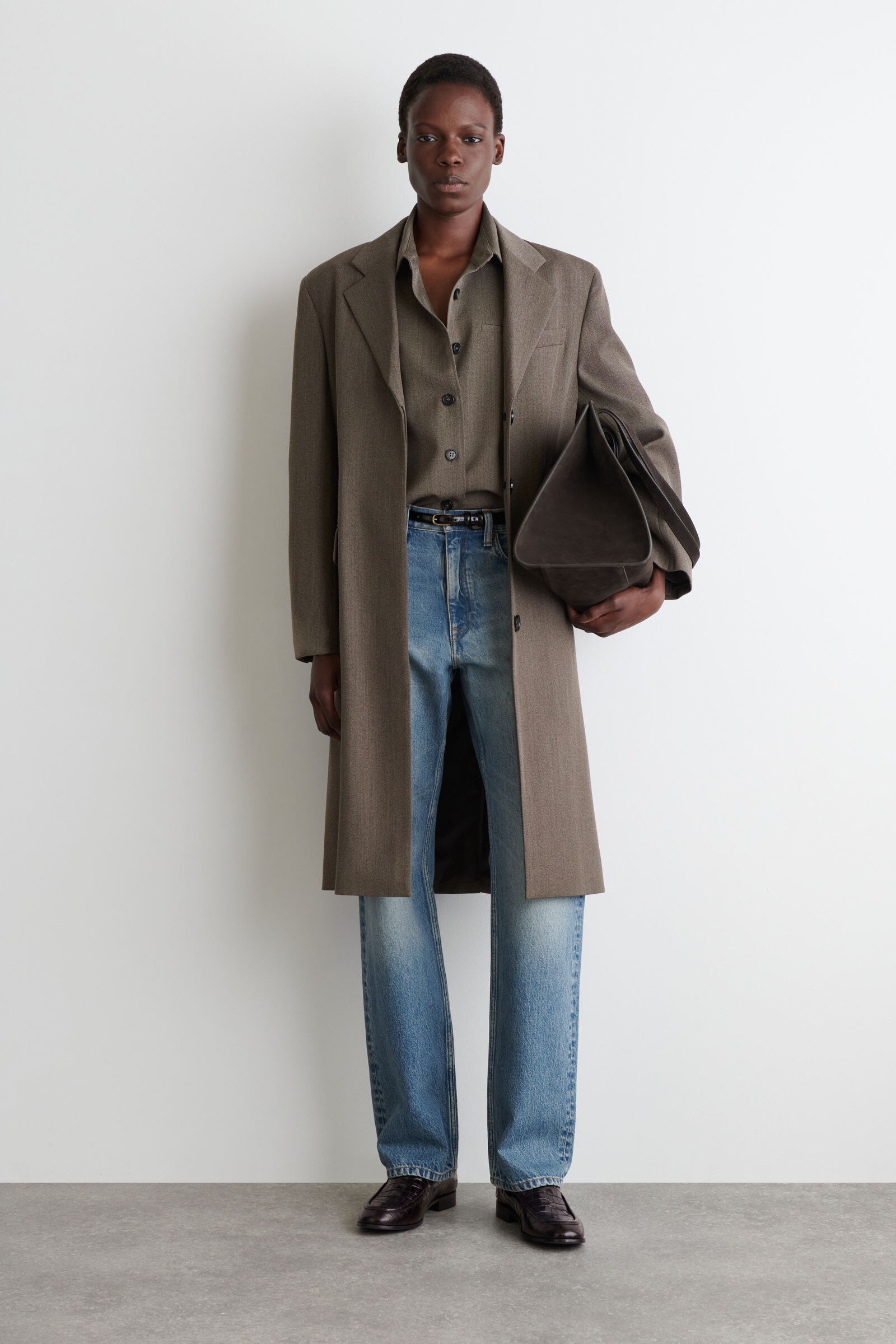 CROC-EFFECT LEATHER LOAFERS クロコダイル風レザーローファー ダーク