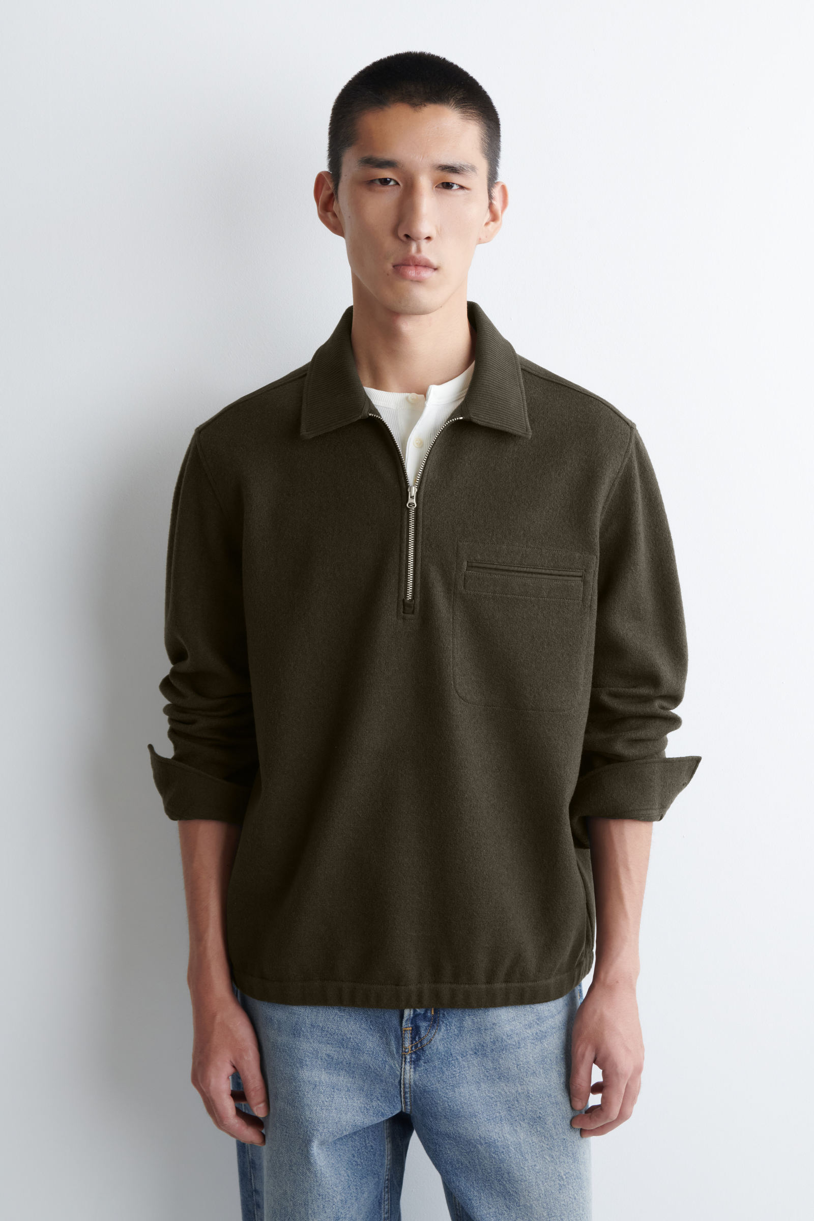 BOILED-WOOL ZIP-UP POLO JUMPER ボイルドウールジップアップポロ