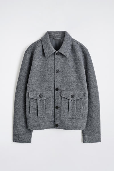 COS グレー ウールショートコート OVERSIZED DOUBLE-BREASTED WOOL SHORT COAT オーバーサイズ