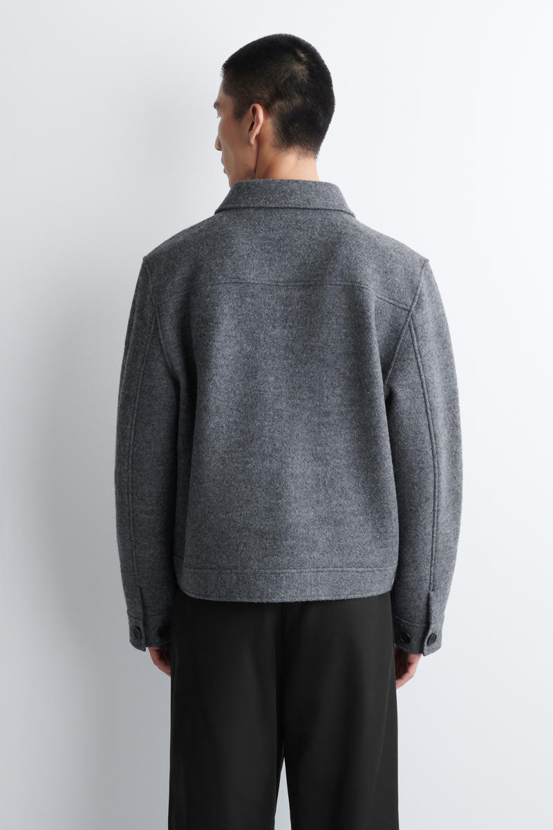 BOILED-WOOL JACKET ボイルドウールジャケット グレーメランジ｜COS