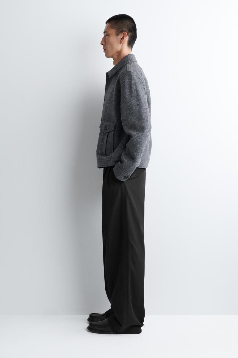 BOILED-WOOL JACKET ボイルドウールジャケット グレーメランジ｜COS