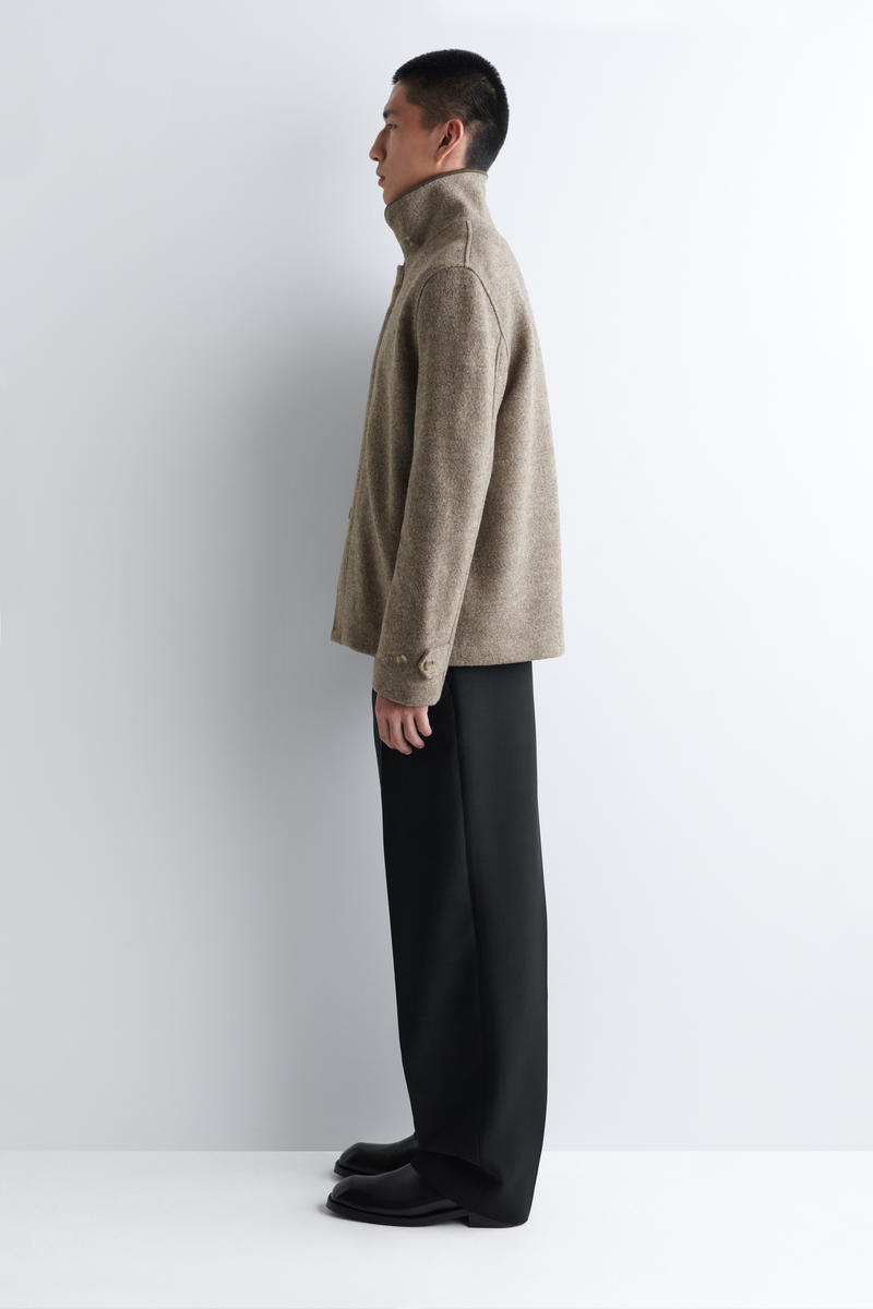 値下げ　COS コス　ボイルドウールジップジャケット BOILED-WOOL ZIP-UP POLO JUMPER ボイルドウールジップアップポロ