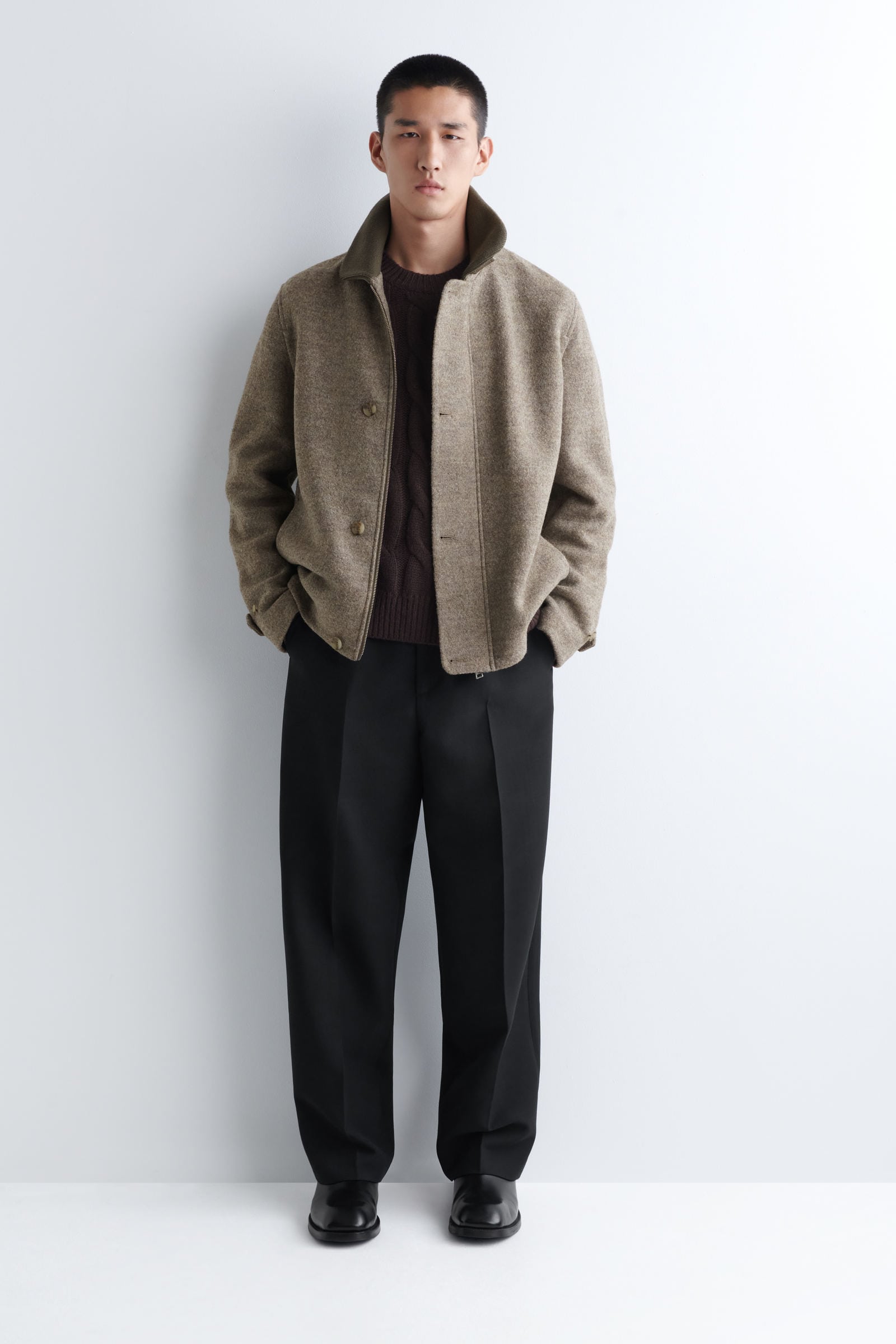 RIBBED-COLLAR BOILED-WOOL JACKET リブ襟ボイルドウールジャケット
