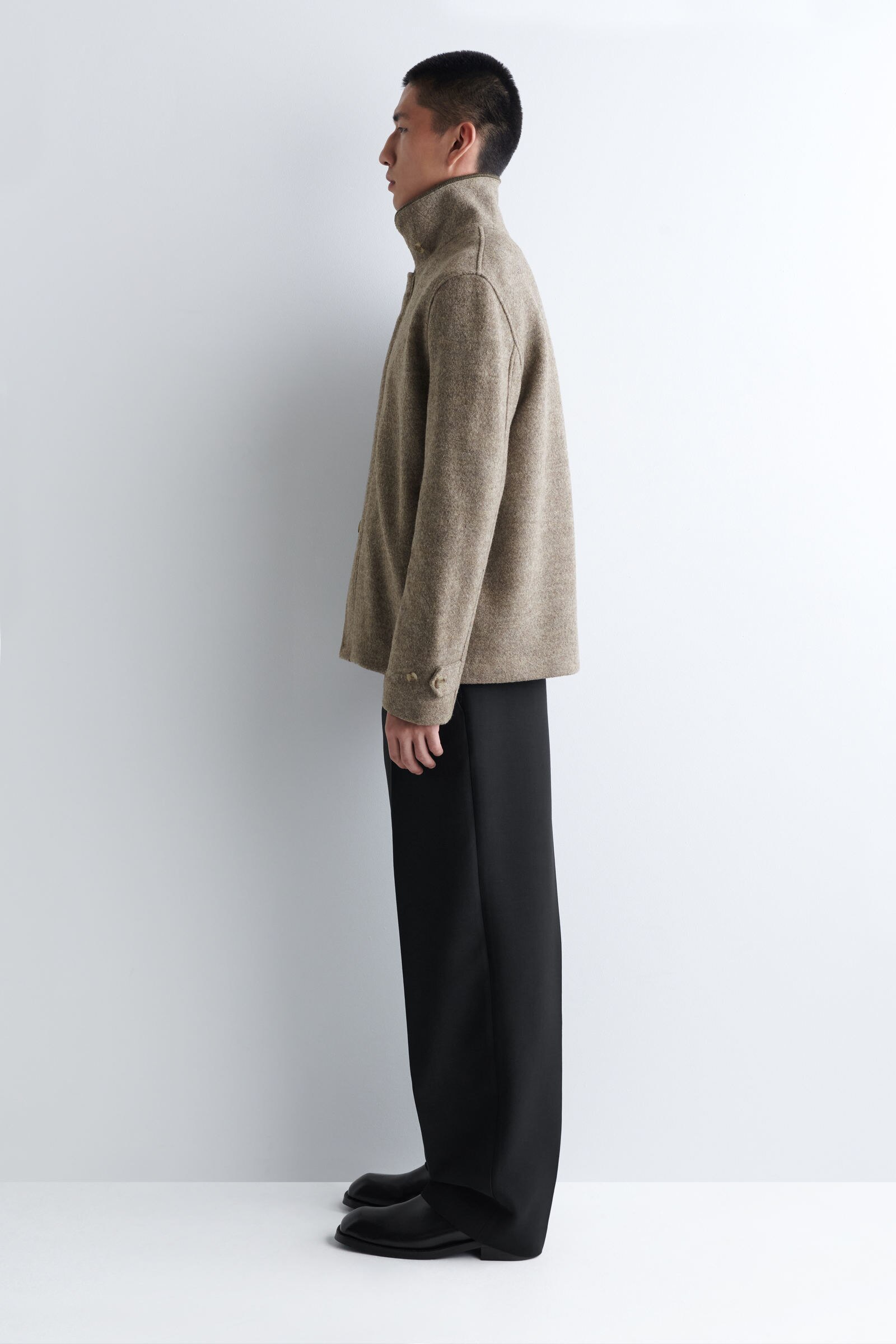 RIBBED-COLLAR BOILED-WOOL JACKET リブ襟ボイルドウールジャケット