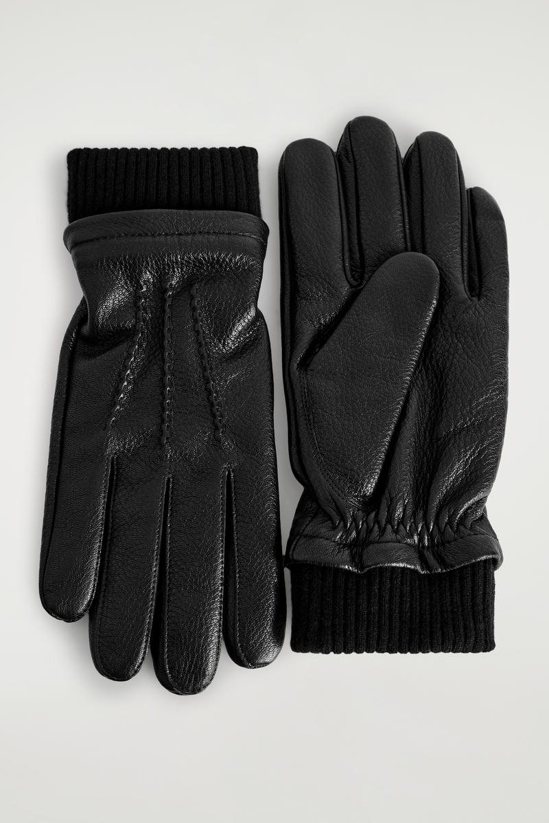 CASHMERE-LINED LEATHER GLOVES カシミア裏地付きレザーグローブ